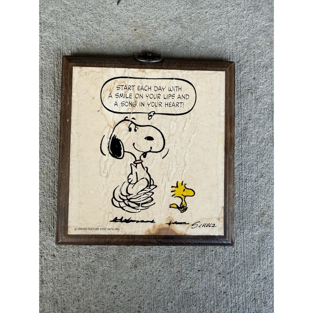 Vintage Peanuts Snoopy Woodstock Wall Plaque Art Vintage 1960s Wood Schulz